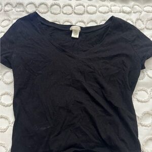 Black Short Sleeve V-Neck Tee